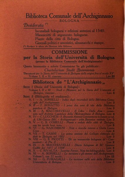 L'Archiginnasio bullettino della biblioteca comunale di Bologna