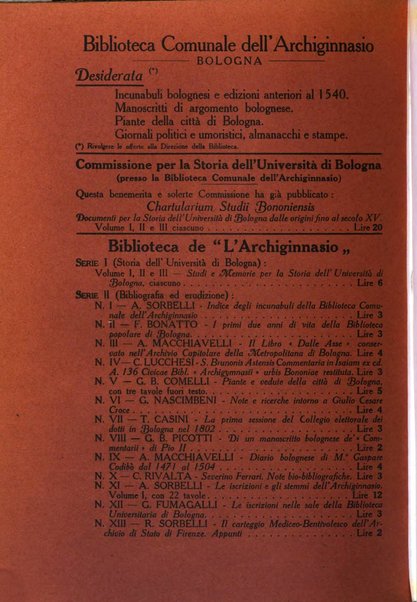 L'Archiginnasio bullettino della biblioteca comunale di Bologna