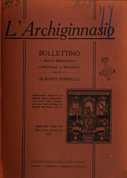 L'Archiginnasio bullettino della biblioteca comunale di Bologna