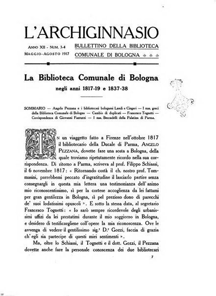 L'Archiginnasio bullettino della biblioteca comunale di Bologna