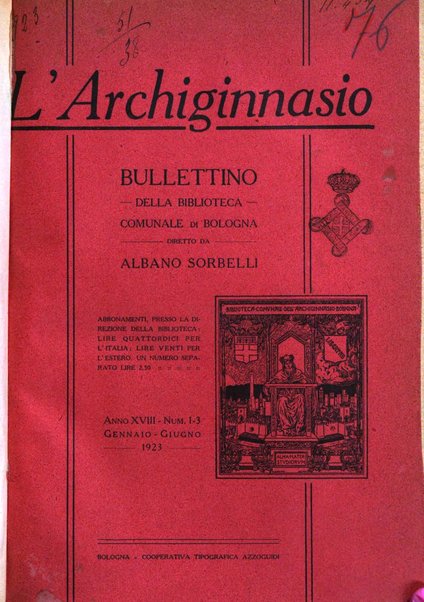 L'Archiginnasio bullettino della biblioteca comunale di Bologna