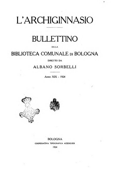 L'Archiginnasio bullettino della biblioteca comunale di Bologna