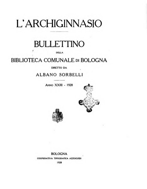 L'Archiginnasio bullettino della biblioteca comunale di Bologna