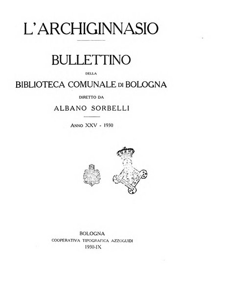 L'Archiginnasio bullettino della biblioteca comunale di Bologna