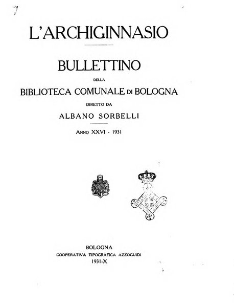 L'Archiginnasio bullettino della biblioteca comunale di Bologna