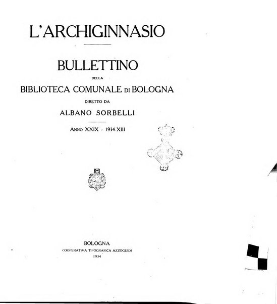 L'Archiginnasio bullettino della biblioteca comunale di Bologna