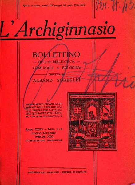 L'Archiginnasio bullettino della biblioteca comunale di Bologna