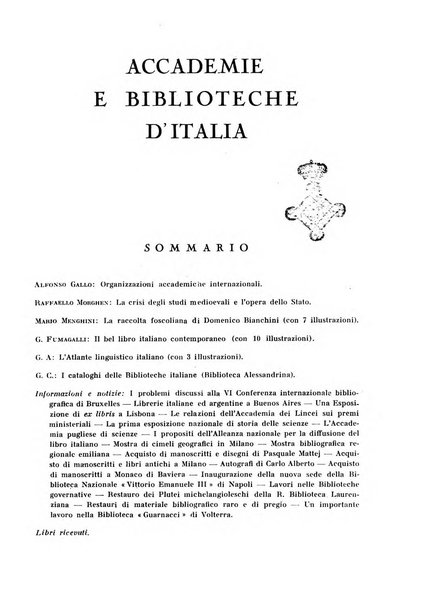 Accademie e biblioteche d'Italia annali della Direzione generale delle accademie e biblioteche