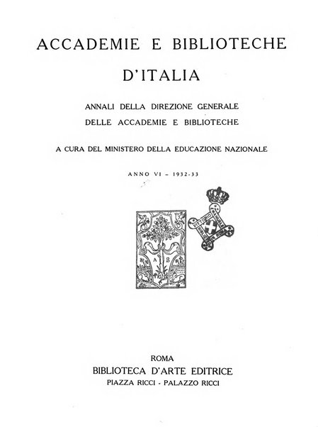 Accademie e biblioteche d'Italia annali della Direzione generale delle accademie e biblioteche