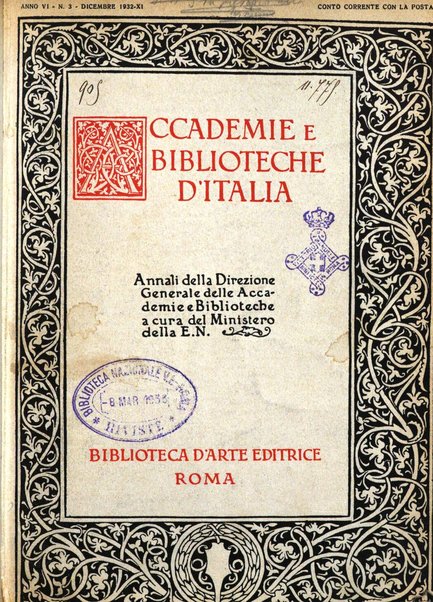 Accademie e biblioteche d'Italia annali della Direzione generale delle accademie e biblioteche