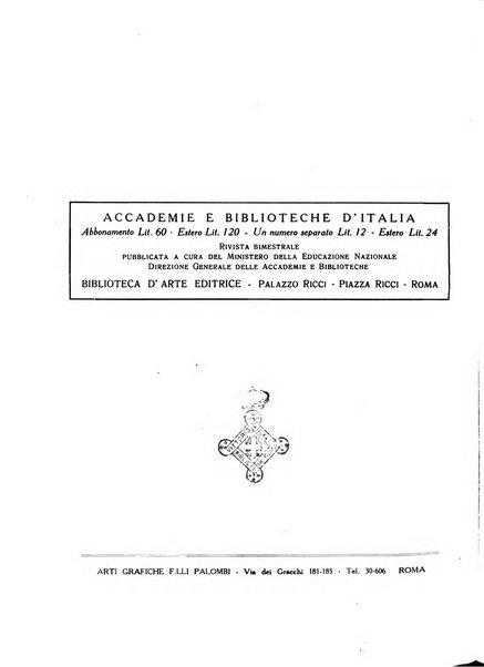 Accademie e biblioteche d'Italia annali della Direzione generale delle accademie e biblioteche