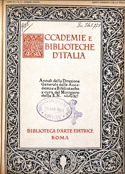 Accademie e biblioteche d'Italia annali della Direzione generale delle accademie e biblioteche