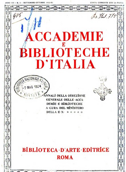 Accademie e biblioteche d'Italia annali della Direzione generale delle accademie e biblioteche