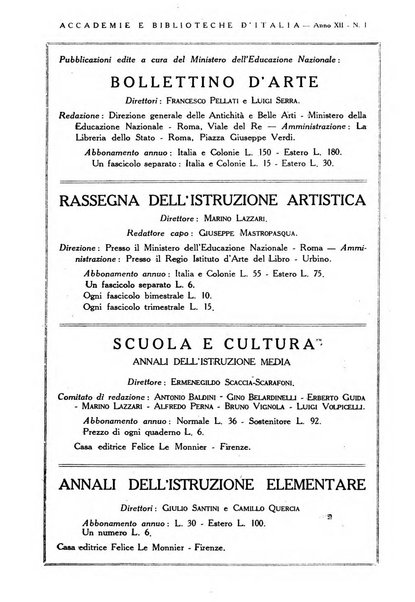 Accademie e biblioteche d'Italia annali della Direzione generale delle accademie e biblioteche