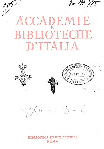 Accademie e biblioteche d'Italia annali della Direzione generale delle accademie e biblioteche