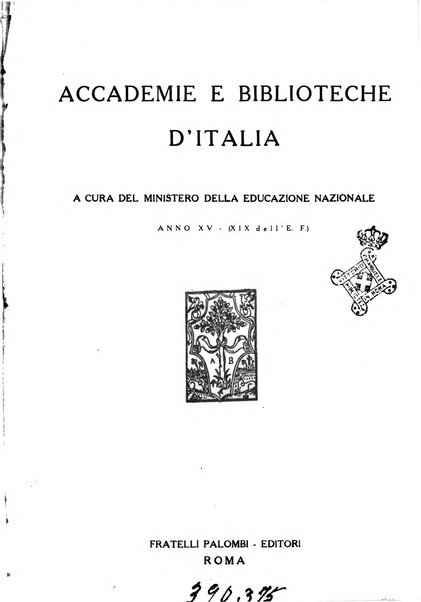 Accademie e biblioteche d'Italia annali della Direzione generale delle accademie e biblioteche