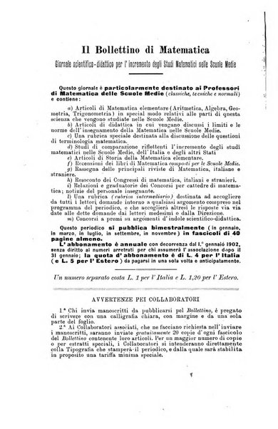 Bollettino di matematica giornale scientifico didattico per l'incremento degli studi matematici nelle scuole medie