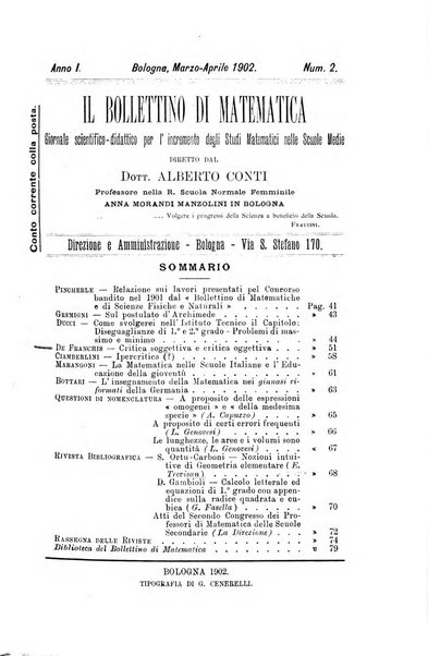 Bollettino di matematica giornale scientifico didattico per l'incremento degli studi matematici nelle scuole medie