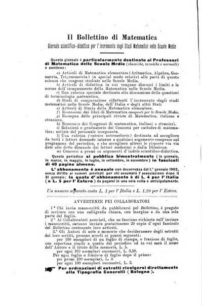 Bollettino di matematica giornale scientifico didattico per l'incremento degli studi matematici nelle scuole medie