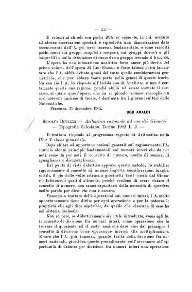 Bollettino di matematica giornale scientifico didattico per l'incremento degli studi matematici nelle scuole medie