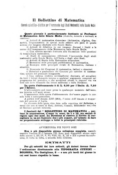 Bollettino di matematica giornale scientifico didattico per l'incremento degli studi matematici nelle scuole medie