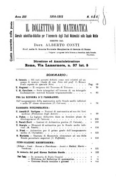 Bollettino di matematica giornale scientifico didattico per l'incremento degli studi matematici nelle scuole medie