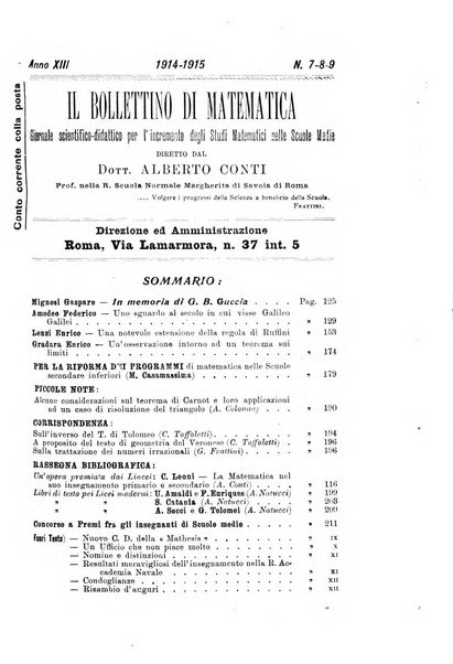 Bollettino di matematica giornale scientifico didattico per l'incremento degli studi matematici nelle scuole medie