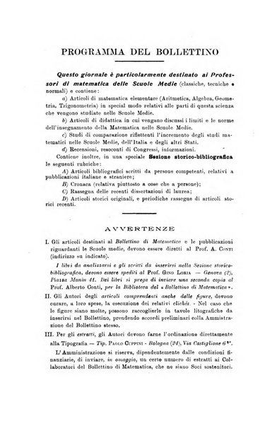 Bollettino di matematica giornale scientifico didattico per l'incremento degli studi matematici nelle scuole medie