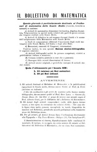 Bollettino di matematica giornale scientifico didattico per l'incremento degli studi matematici nelle scuole medie