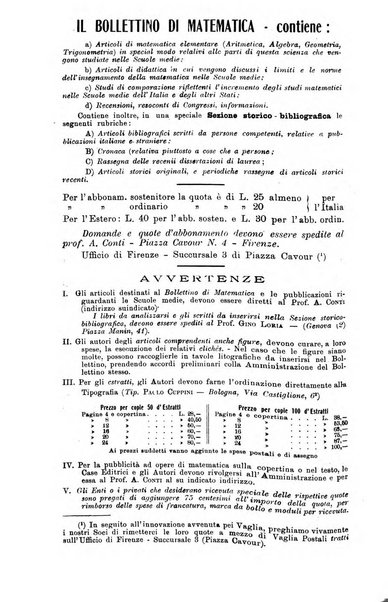 Bollettino di matematica giornale scientifico didattico per l'incremento degli studi matematici nelle scuole medie