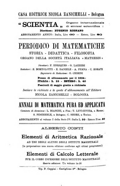 Bollettino di matematica giornale scientifico didattico per l'incremento degli studi matematici nelle scuole medie