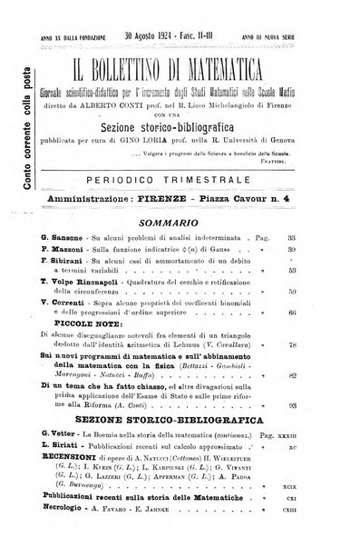 Bollettino di matematica giornale scientifico didattico per l'incremento degli studi matematici nelle scuole medie