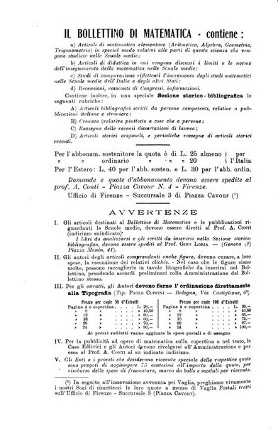 Bollettino di matematica giornale scientifico didattico per l'incremento degli studi matematici nelle scuole medie