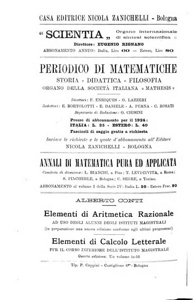 Bollettino di matematica giornale scientifico didattico per l'incremento degli studi matematici nelle scuole medie