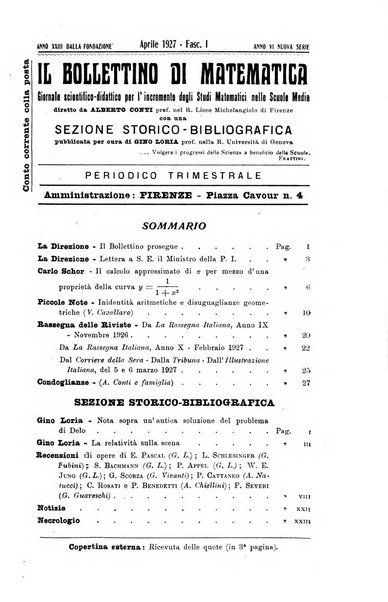 Bollettino di matematica giornale scientifico didattico per l'incremento degli studi matematici nelle scuole medie