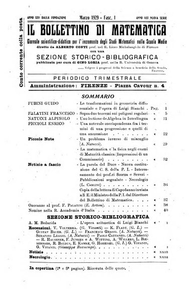 Bollettino di matematica giornale scientifico didattico per l'incremento degli studi matematici nelle scuole medie