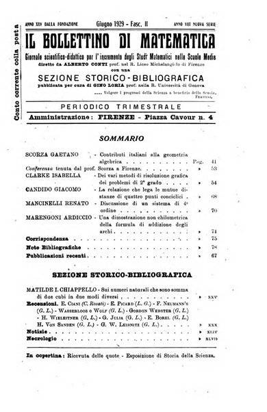 Bollettino di matematica giornale scientifico didattico per l'incremento degli studi matematici nelle scuole medie