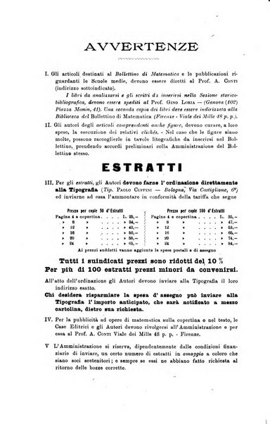 Bollettino di matematica giornale scientifico didattico per l'incremento degli studi matematici nelle scuole medie