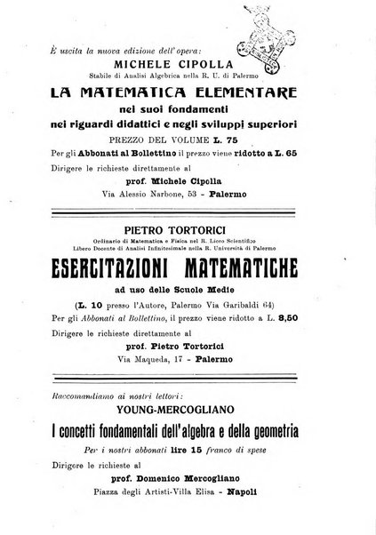 Bollettino di matematica giornale scientifico didattico per l'incremento degli studi matematici nelle scuole medie