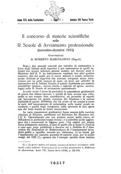 Bollettino di matematica giornale scientifico didattico per l'incremento degli studi matematici nelle scuole medie