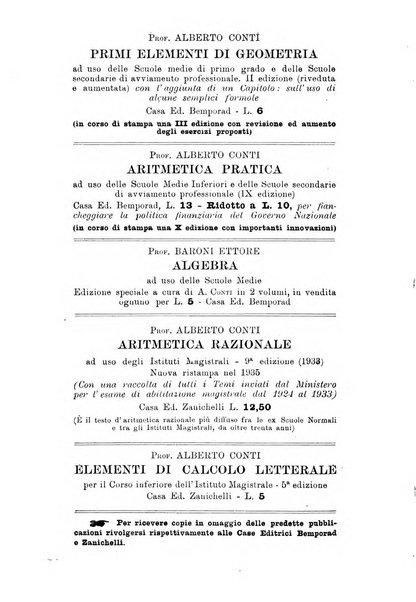 Bollettino di matematica giornale scientifico didattico per l'incremento degli studi matematici nelle scuole medie