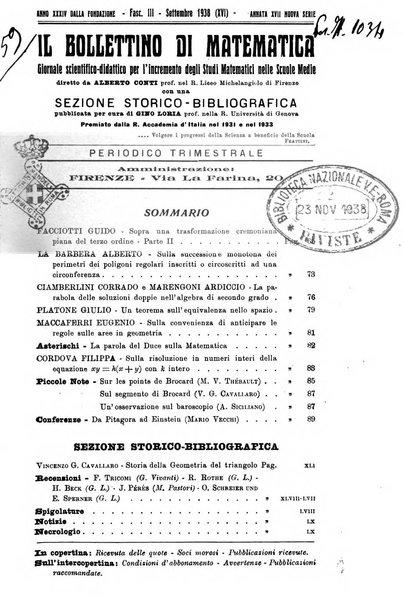 Bollettino di matematica giornale scientifico didattico per l'incremento degli studi matematici nelle scuole medie