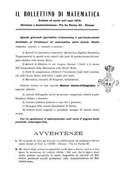 Bollettino di matematica giornale scientifico didattico per l'incremento degli studi matematici nelle scuole medie