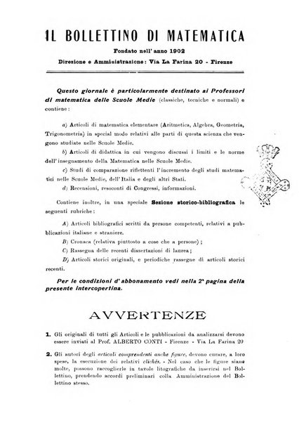 Bollettino di matematica giornale scientifico didattico per l'incremento degli studi matematici nelle scuole medie