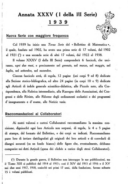 Bollettino di matematica giornale scientifico didattico per l'incremento degli studi matematici nelle scuole medie