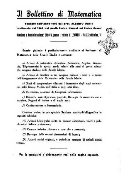 Bollettino di matematica giornale scientifico didattico per l'incremento degli studi matematici nelle scuole medie