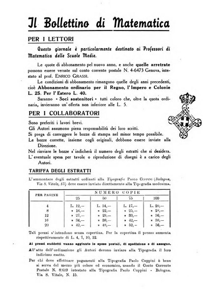 Bollettino di matematica giornale scientifico didattico per l'incremento degli studi matematici nelle scuole medie