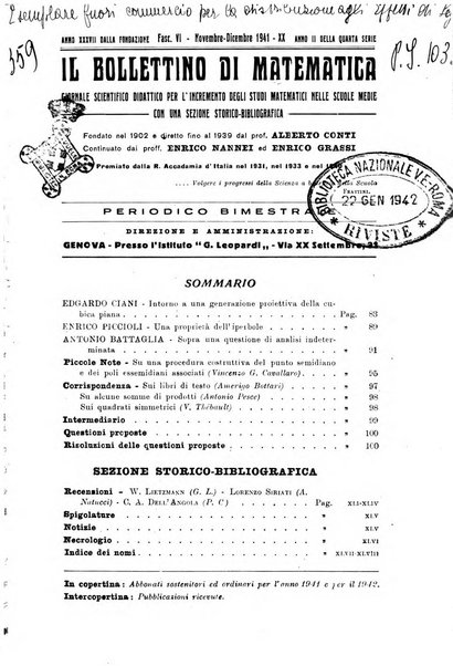 Bollettino di matematica giornale scientifico didattico per l'incremento degli studi matematici nelle scuole medie