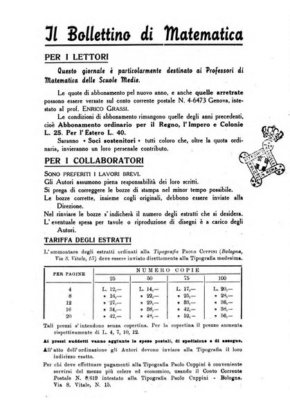 Bollettino di matematica giornale scientifico didattico per l'incremento degli studi matematici nelle scuole medie