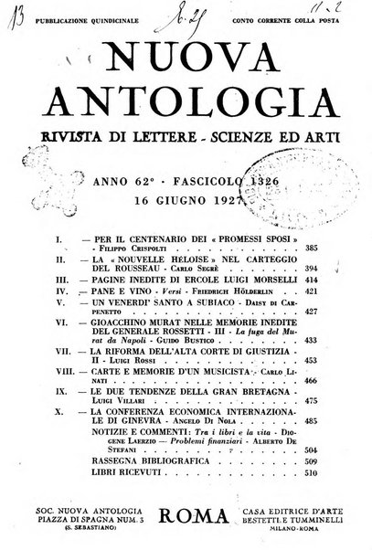 Nuova Antologia rivista di lettere, scienze ed arti